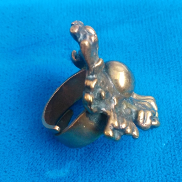 Signed Brutalist Bronze Ring by Artist Pentti Sarpaneva Turun Koru Finland Large - Picture 4 of 8